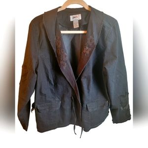 Distressed Womans Denim  Applique Jacket